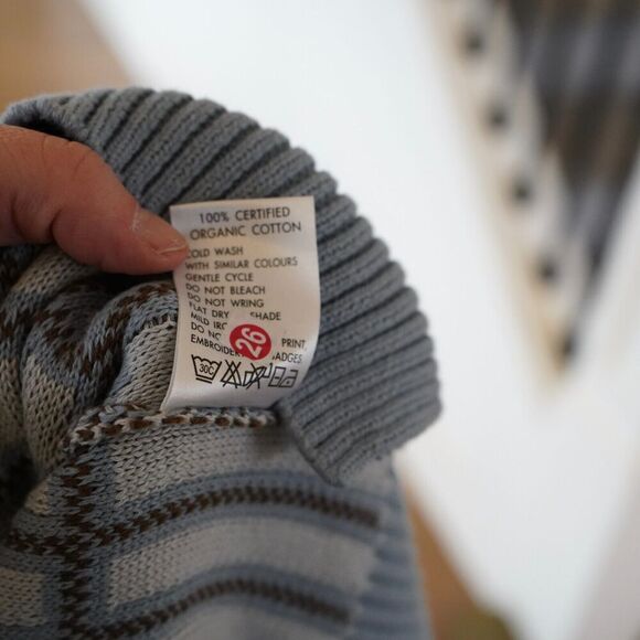 ABLE Women's Jana Patterned Turtleneck Sweater blue brown plaid organic SZ M - Picture 7 of 7